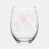 Schöne handgemalte Blumenfarbe Weinglas Ohne Stiel (Rückseite)