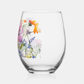 Schöne handgemalte Blumenfarbe Weinglas Ohne Stiel (Links)