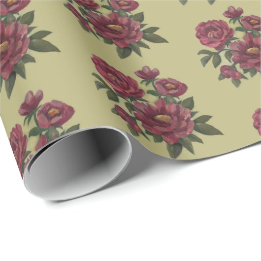 Schöne, handgemalte Blumensprays Geschenkpapier (Rolleneckpunkt)