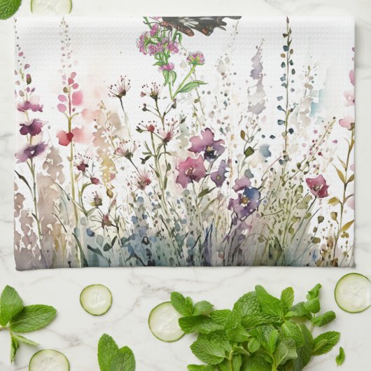 Schöne handgemalte Ceylon-Rose Schmetterlinge Geschirrtuch (Gefaltet)