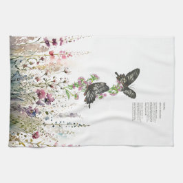 Schöne handgemalte Ceylon-Rose Schmetterlinge Geschirrtuch