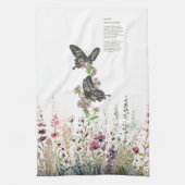 Schöne handgemalte Ceylon-Rose Schmetterlinge Geschirrtuch (Vertikal)