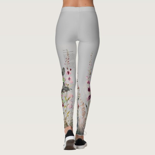 Schöne handgemalte Ceylon-Rose Schmetterlinge Leggings (Rückseite)