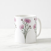 Schöne, handgemalte, rosafarbene Blume Kaffeetasse (VorderseiteRechts)