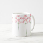 Schöne, handgemalte, rosafarbene Blume Kaffeetasse (VorderseiteRechts)