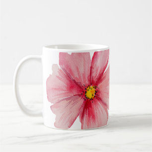 Schöne, handgemalte, rosafarbene Blume Kaffeetasse