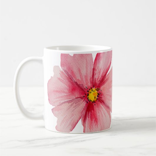 Schöne, handgemalte, rosafarbene Blume Kaffeetasse (Links)