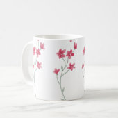 Schöne handgemalte, rosafarbene, wilde Blume Kaffeetasse (Vorderseite Links)
