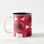 Schöne handgemalte Watercolor-Mohnblumen-Blumen Zweifarbige Tasse (Links)