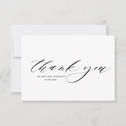 schöne handgeschriebene Hochzeit Dankeschön Karte (Vorderseite)
