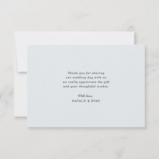 schöne handgeschriebene Hochzeit Dankeschön Karte (Rückseite)