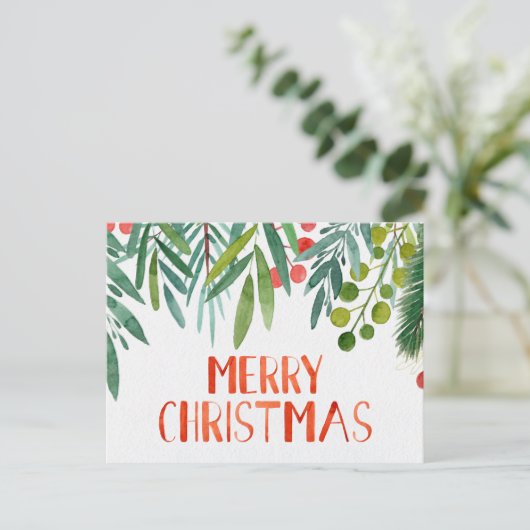 Schöne handgeschriebene Wasserfarben Berry & Branc Postkarte (Stehend Vorderseite)