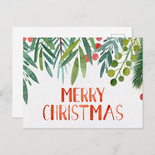 Schöne handgeschriebene Wasserfarben Berry & Branc Postkarte (Vorne/Hinten)