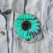 Schöne handgezeichnete Blume 100. Geburtstag Button (Beispiel)