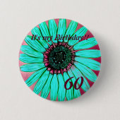 Schöne handgezeichnete Blume 60. Geburtstag Button (Vorderseite)