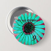 Schöne handgezeichnete Blume 9. Geburtstag Button (Vorne & Hinten)