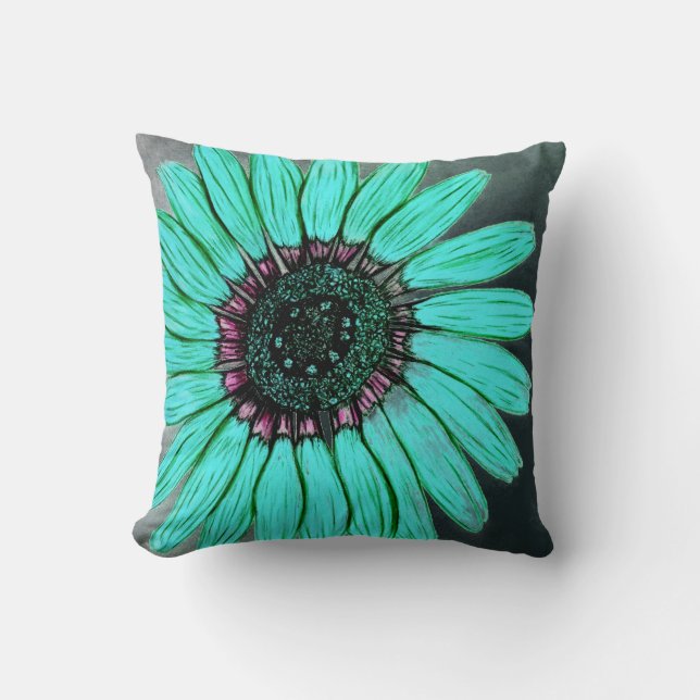 Schöne handgezeichnete Blume Kissen (Vorderseite)