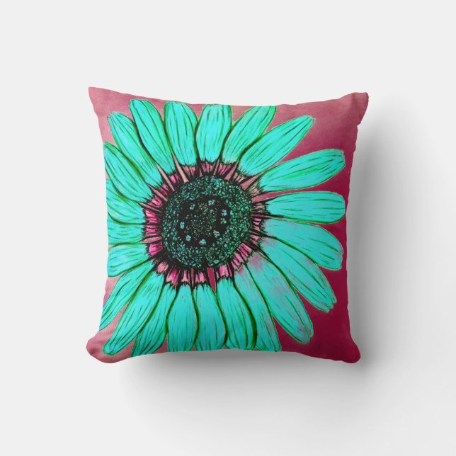 Schöne handgezeichnete Blume Kissen (Vorderseite)