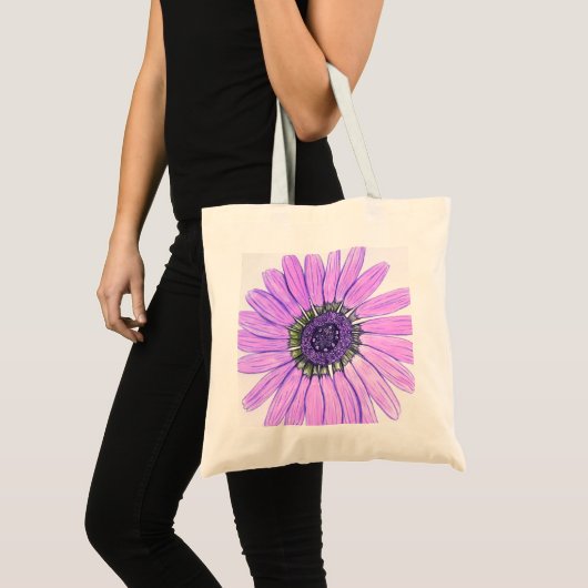 Schöne Handgezeichnete Blume Tote Tasche (Vorderseite (Produkt))