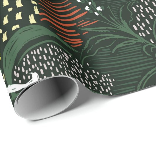 Schöne handgezeichnete Blume, tropische Palme Geschenkpapier (Rolleneckpunkt)