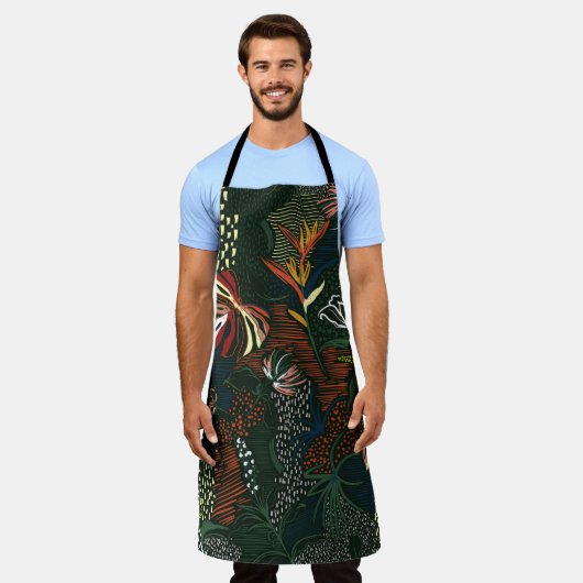 Schöne handgezeichnete Blume, tropische Palme  Schürze (Getragen)