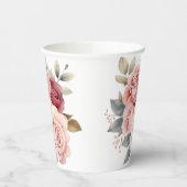 Schöne handgezeichnete Vintage Rose Design Pappbecher (Links)