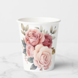 Schöne handgezeichnete Vintage Rose Design Pappbecher