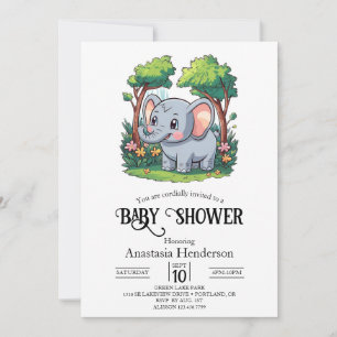 Schöne, handliche Elefant Digital Baby Dusche Einladung
