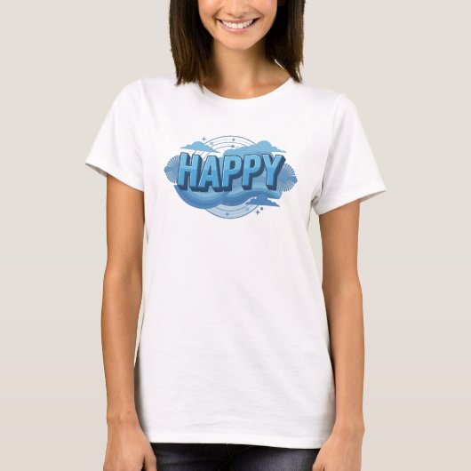 Schöne HAPPY 2D Designer Grafik T-Shirt (Vorderseite)