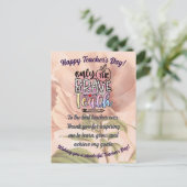 Schöne Happy Teacher's Day Wertschätzung Postkarte (Stehend Vorderseite)