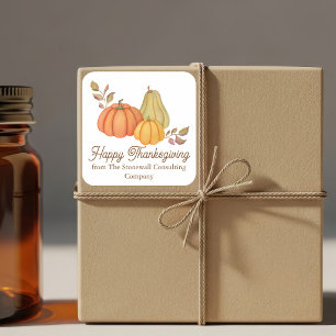 Schöne Happy Thanksgiving Watercolor-Kürbisse Quadratischer Aufkleber