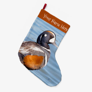 Schöne Harlequin Duck am Strand Großer Weihnachtsstrumpf