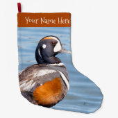 Schöne Harlequin Duck am Strand Großer Weihnachtsstrumpf (Vorderseite)