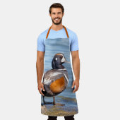 Schöne Harlequin Duck am Strand Schürze (Getragen)