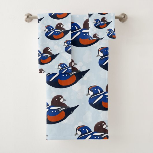 Schöne Harlequin Ducks Lovebirds Badhandtuch Set (Insitu)