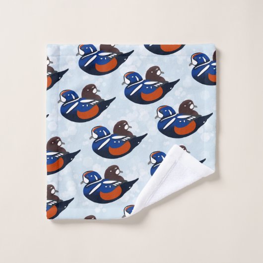 Schöne Harlequin Ducks Lovebirds Badhandtuch Set (Waschlappen)
