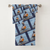 Schöne Harlequin-Ente am Felsen Badhandtuch Set (Insitu)