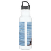 Schöne Harlequin-Ente am Felsen Edelstahlflasche (Rückseite)