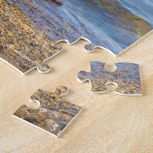 Schöne Harlequin-Ente am Felsen Puzzle (Seite)