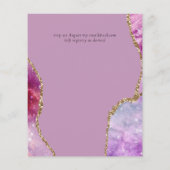 Schöne HAUSHALT Violet Pink Floral Agate Hochzeit Flyer (Hinten)