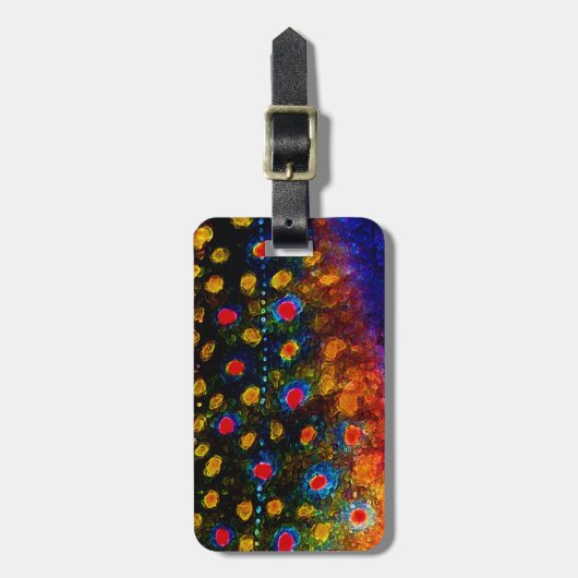 "Schöne Haut, Bachforelle " Gepäckanhänger (Vorderseite vertikal)