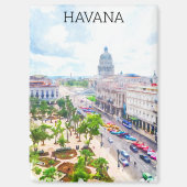 Schöne Havana Cuba Retro Wasserfarbe Magnet (Vorderseite)