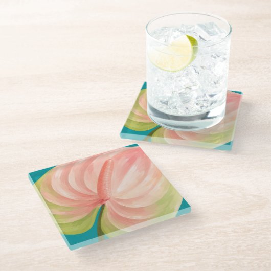 Schöne Hawaii-Kunst Glasuntersetzer (Schrägansicht)