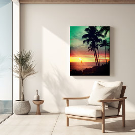 Schöne Hawaiian Sunset Stretch Canvas Print Leinwanddruck