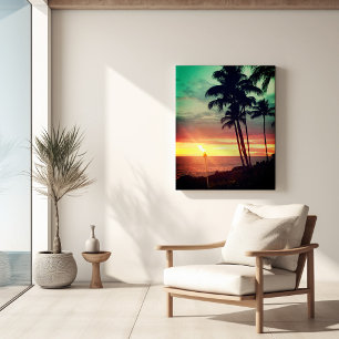 Schöne Hawaiian Sunset Stretch Canvas Print Leinwanddruck