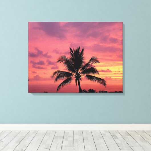Schöne hawaiianische Sunset Canvas Print Leinwanddruck (Insitu (Holzboden))