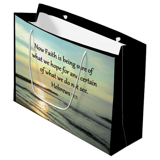 SCHÖNE HEBREWS 11:1 SONNE GROßE GESCHENKTÜTE (Vorderseite Schrägansicht)