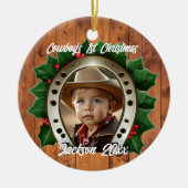 Schöne Heily und Horseshoe Erste Weihnacht Keramik Ornament (Vorne)