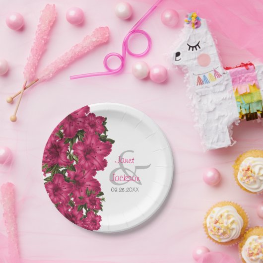 Schöne, heiß rosa Lilien Pappteller (Party)