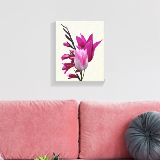 Schöne, heiß rosa Tulpe Moderne Blumen Kunst Leinwanddruck (Insitu (Wohnzimmer))